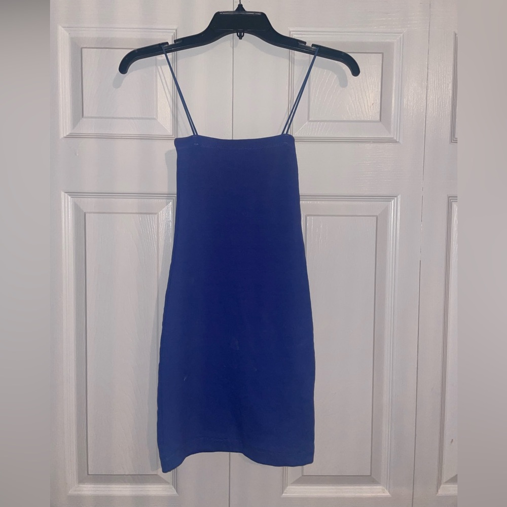 ZARA ribbed blue mini dress. Size S but can fit XS!